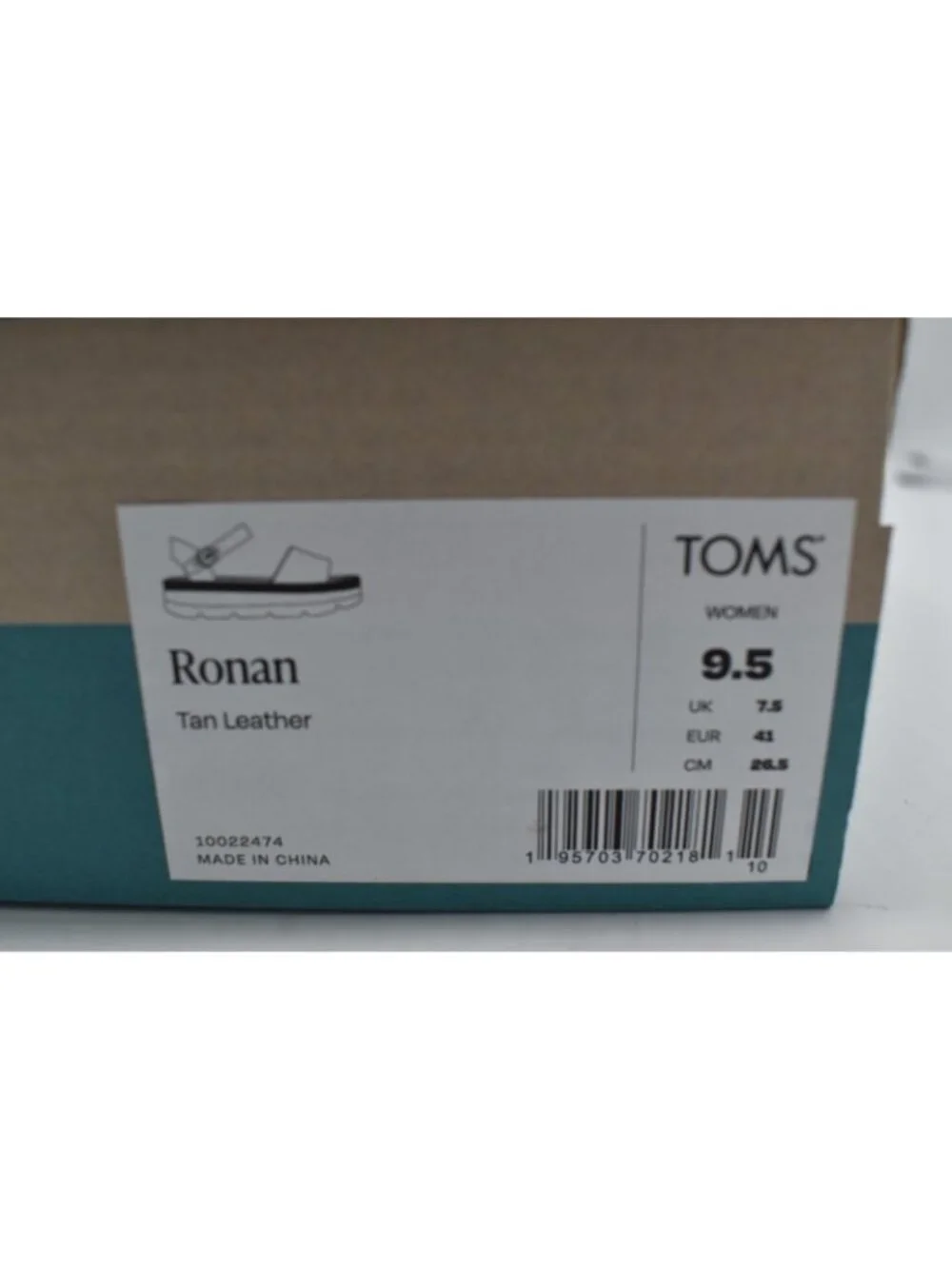 TOMS Womens Size 9.5 Ronan Tan Leather Espadrille Platform‎ Sandals Shoes